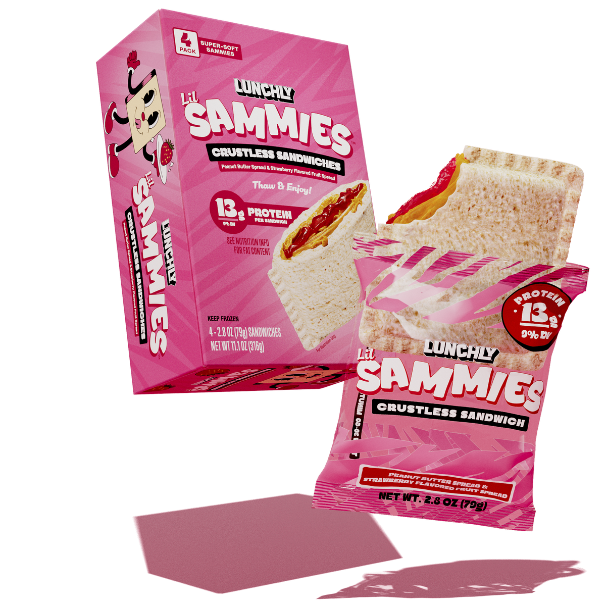 Peanut Butter & Strawberry Lil Sammies - Crustless Sandwiches with Peanut Butter Spread & Strawberry Flavored Fruit Spread